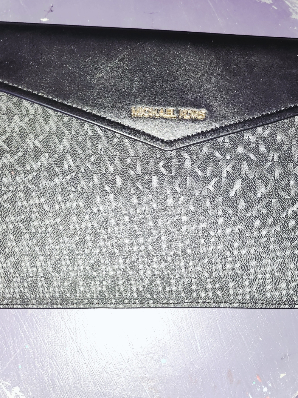 Michael Kors Black Signature Envelope Clutch